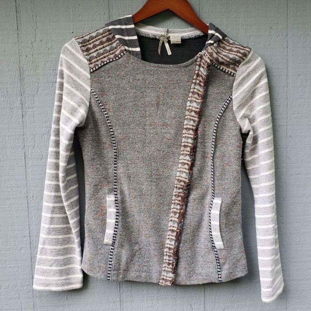 Gimmicks by BKE Marled Moto Zip Sweater Hooded Sm